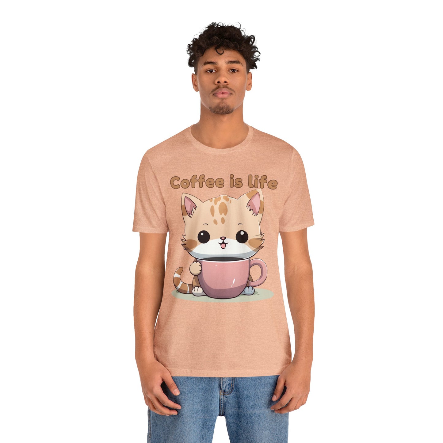 Coffee is Life (cat) - Unisex Jersey Short Sleeve Tee