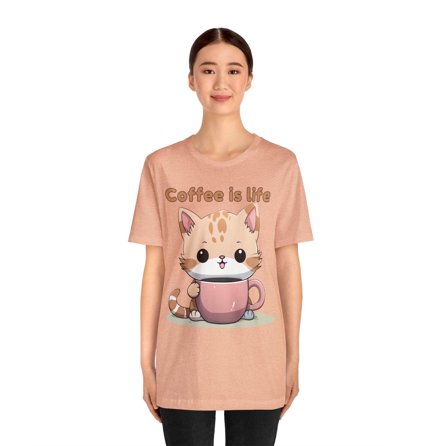 Coffee is Life (cat) - Unisex Jersey Short Sleeve Tee