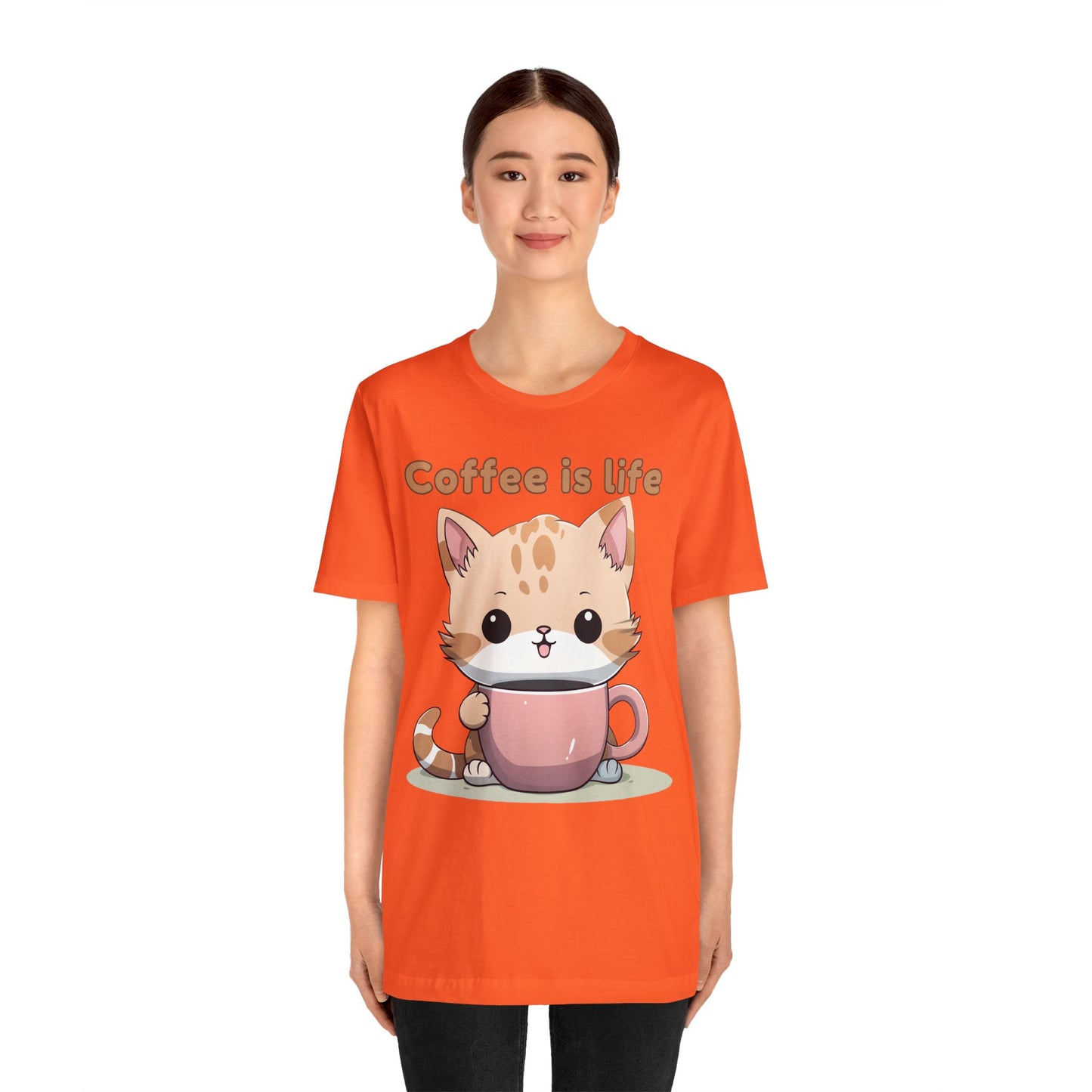 Coffee is Life (cat) - Unisex Jersey Short Sleeve Tee