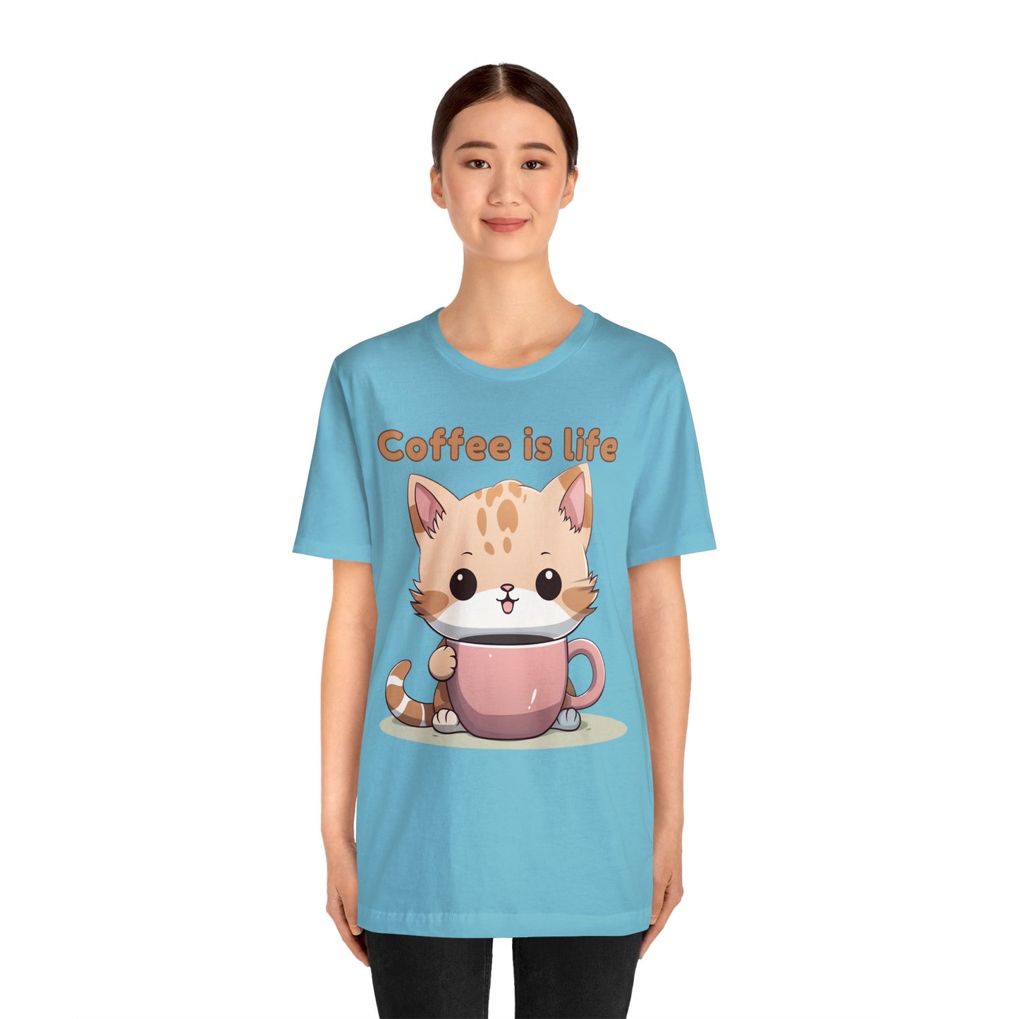 Coffee is Life (cat) - Unisex Jersey Short Sleeve Tee