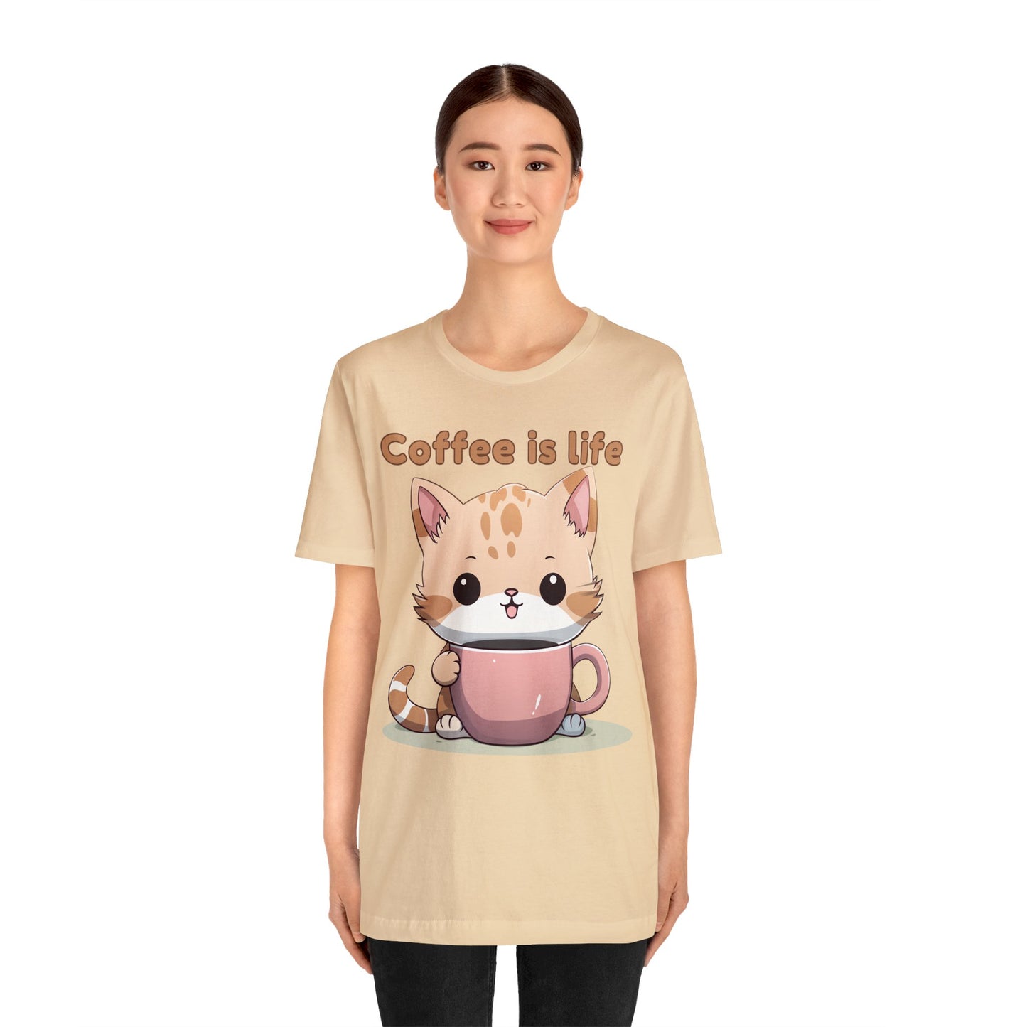 Coffee is Life (cat) - Unisex Jersey Short Sleeve Tee
