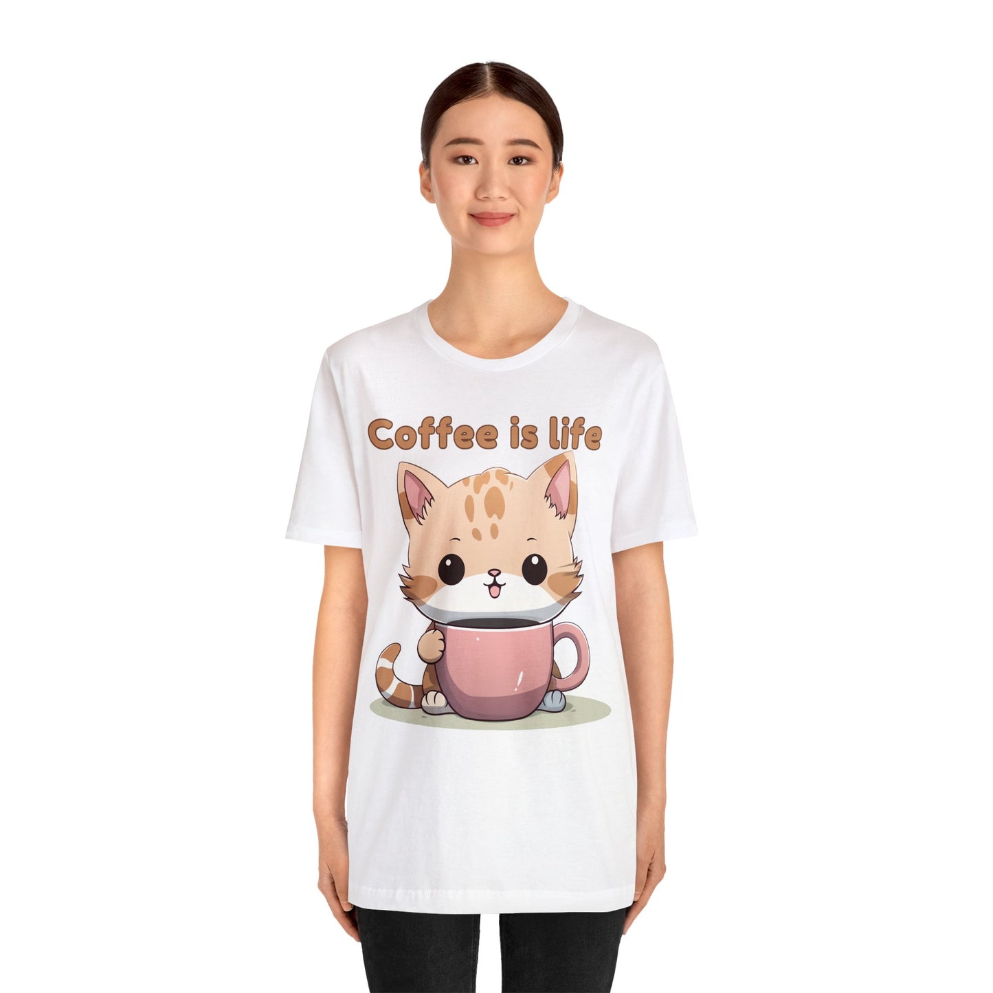 Coffee is Life (cat) - Unisex Jersey Short Sleeve Tee