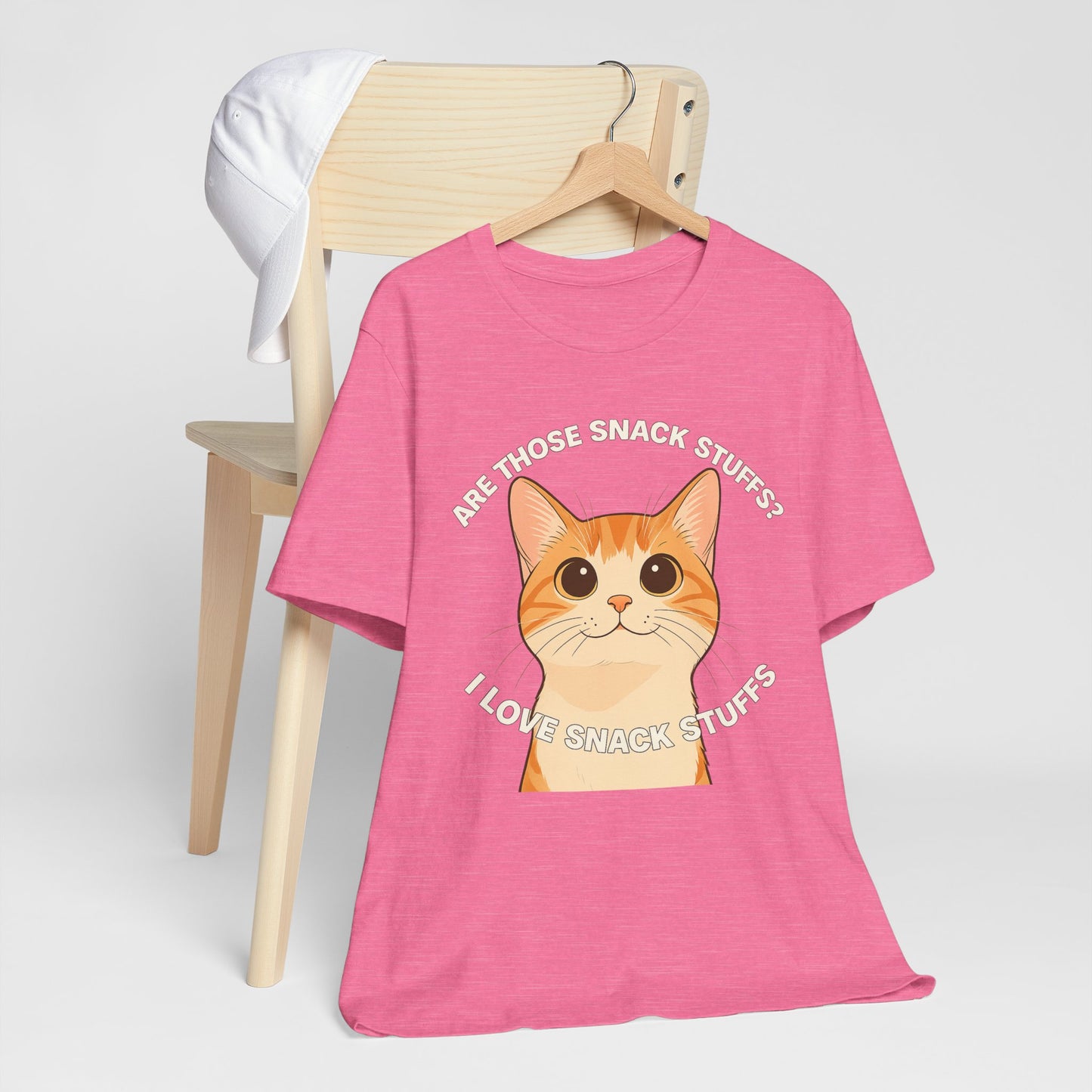 Cute Cat I Love Snack Stuffs Unisex Tee - Fun Casual Wear for Cat Lovers
