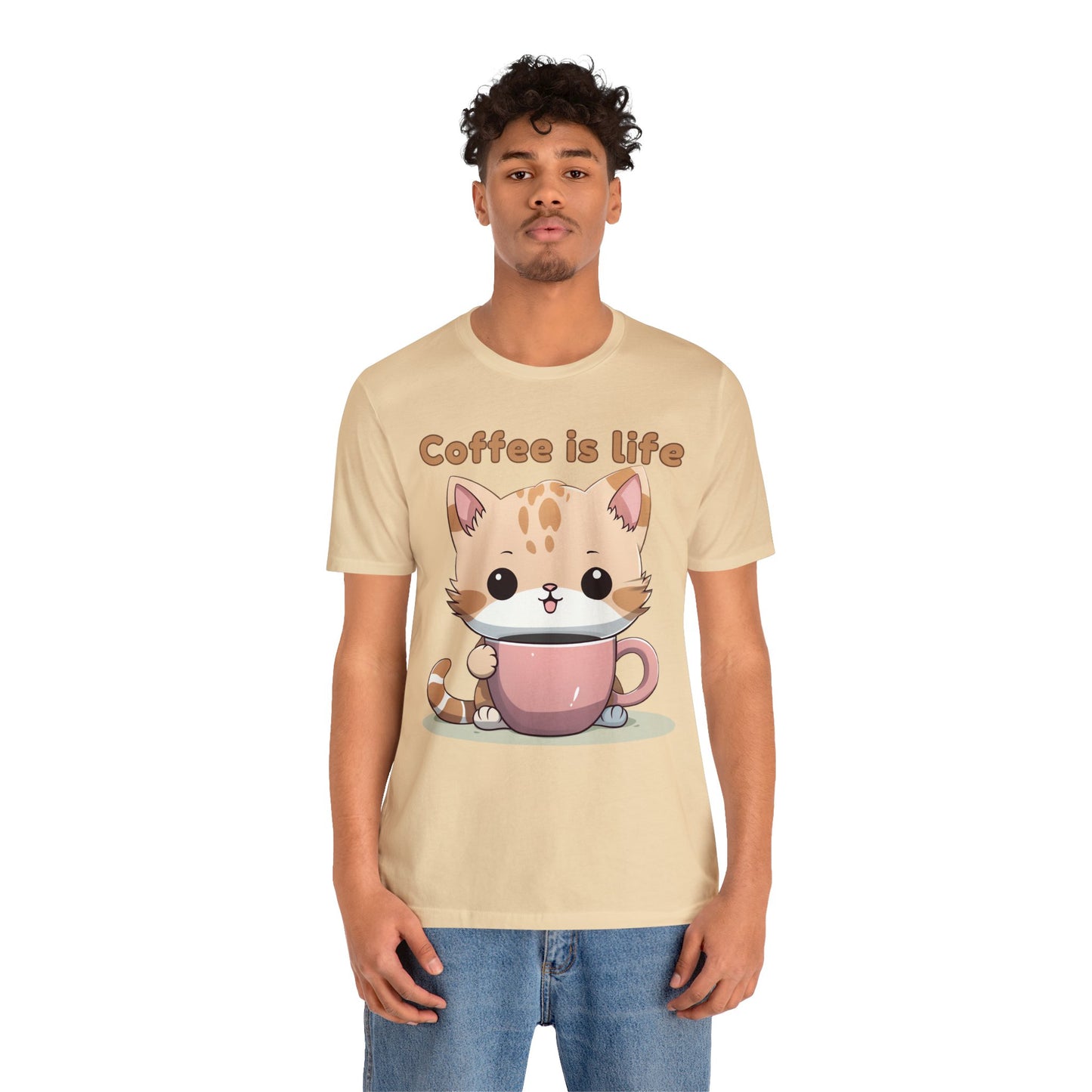 Coffee is Life (cat) - Unisex Jersey Short Sleeve Tee