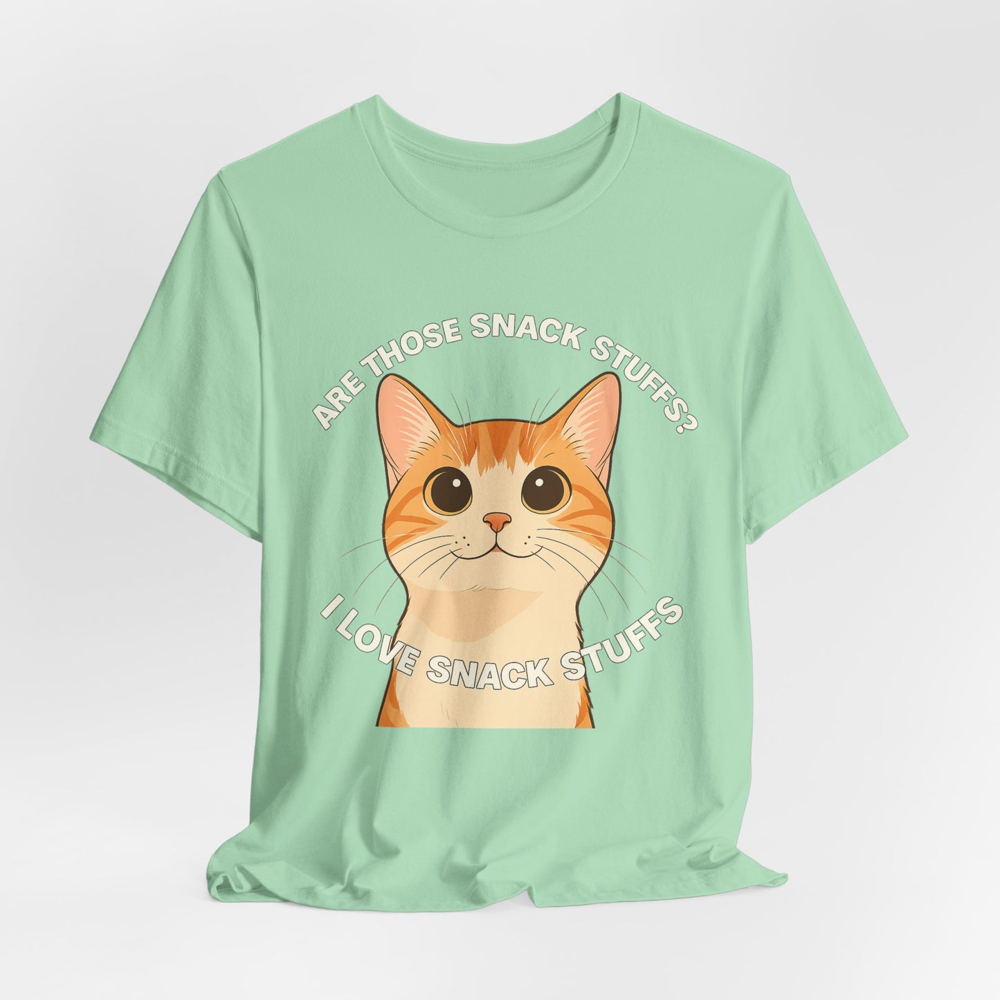Cute Cat I Love Snack Stuffs Unisex Tee - Fun Casual Wear for Cat Lovers