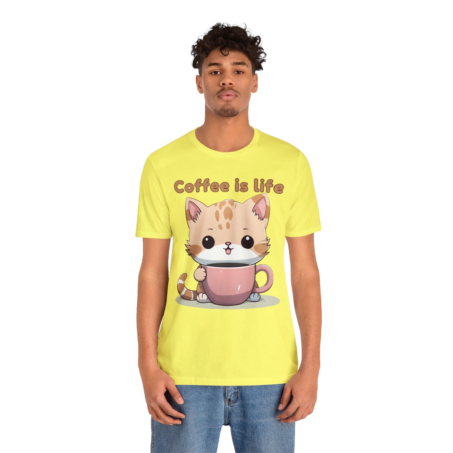 Coffee is Life (cat) - Unisex Jersey Short Sleeve Tee