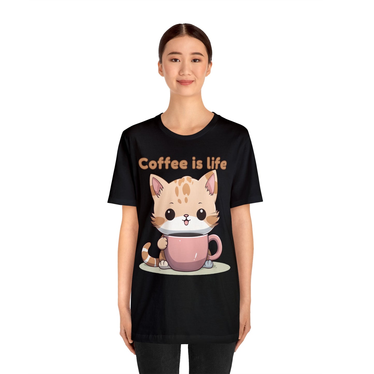 Coffee is Life (cat) - Unisex Jersey Short Sleeve Tee