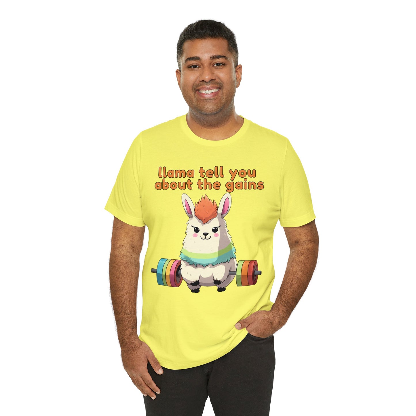Llama tell you about the gains - Unisex Jersey Short Sleeve Tee