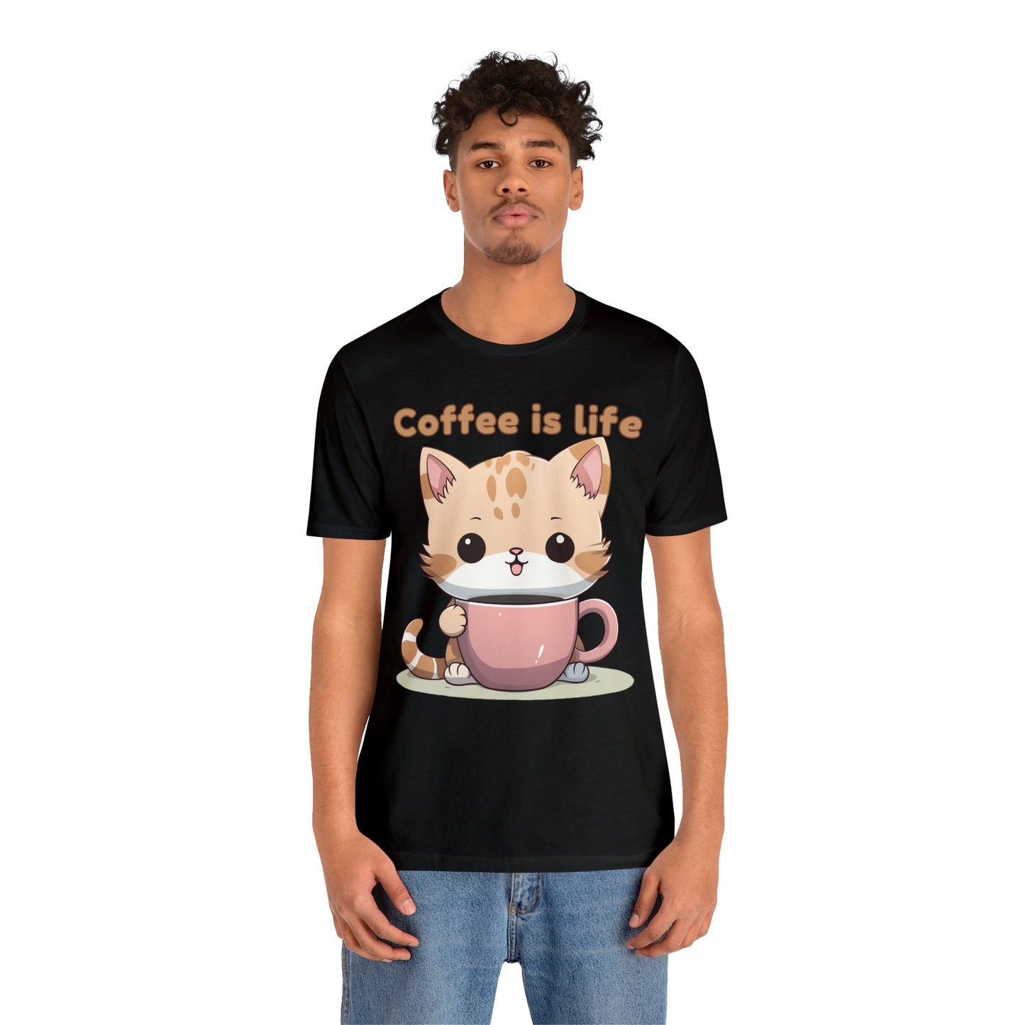 Coffee is Life (cat) - Unisex Jersey Short Sleeve Tee