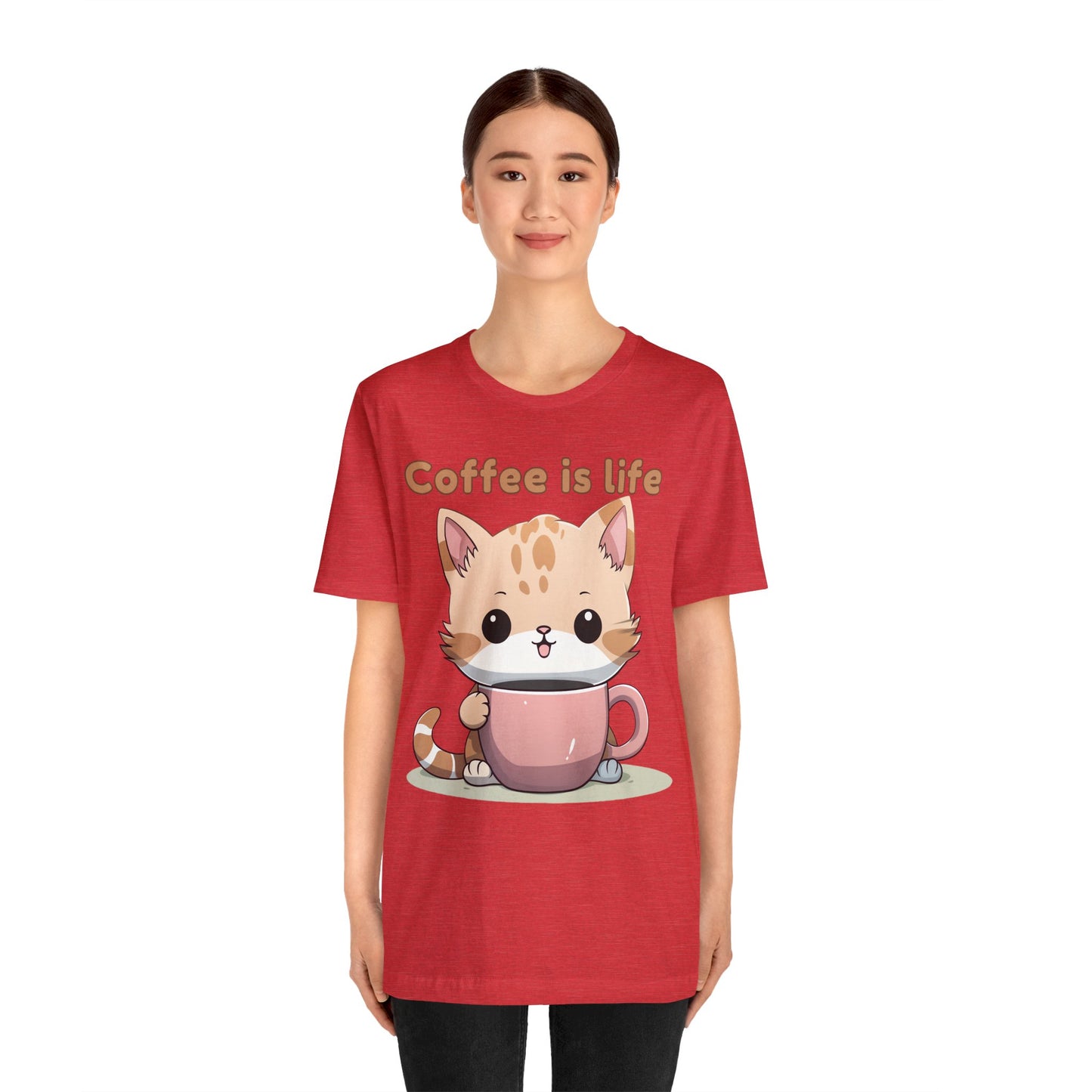 Coffee is Life (cat) - Unisex Jersey Short Sleeve Tee