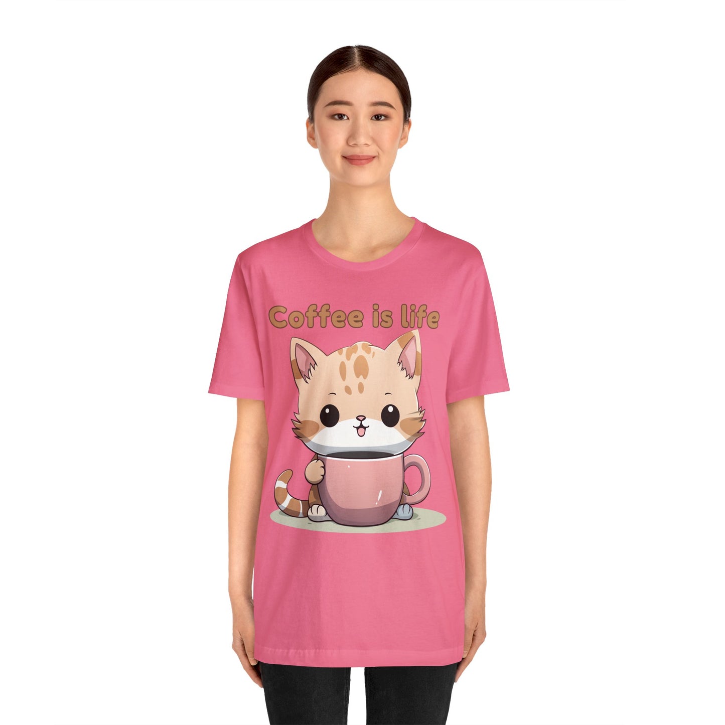 Coffee is Life (cat) - Unisex Jersey Short Sleeve Tee