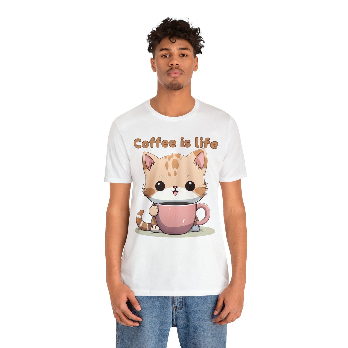 Coffee is Life (cat) - Unisex Jersey Short Sleeve Tee