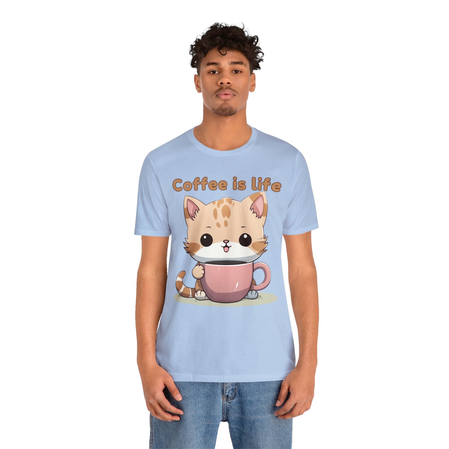 Coffee is Life (cat) - Unisex Jersey Short Sleeve Tee