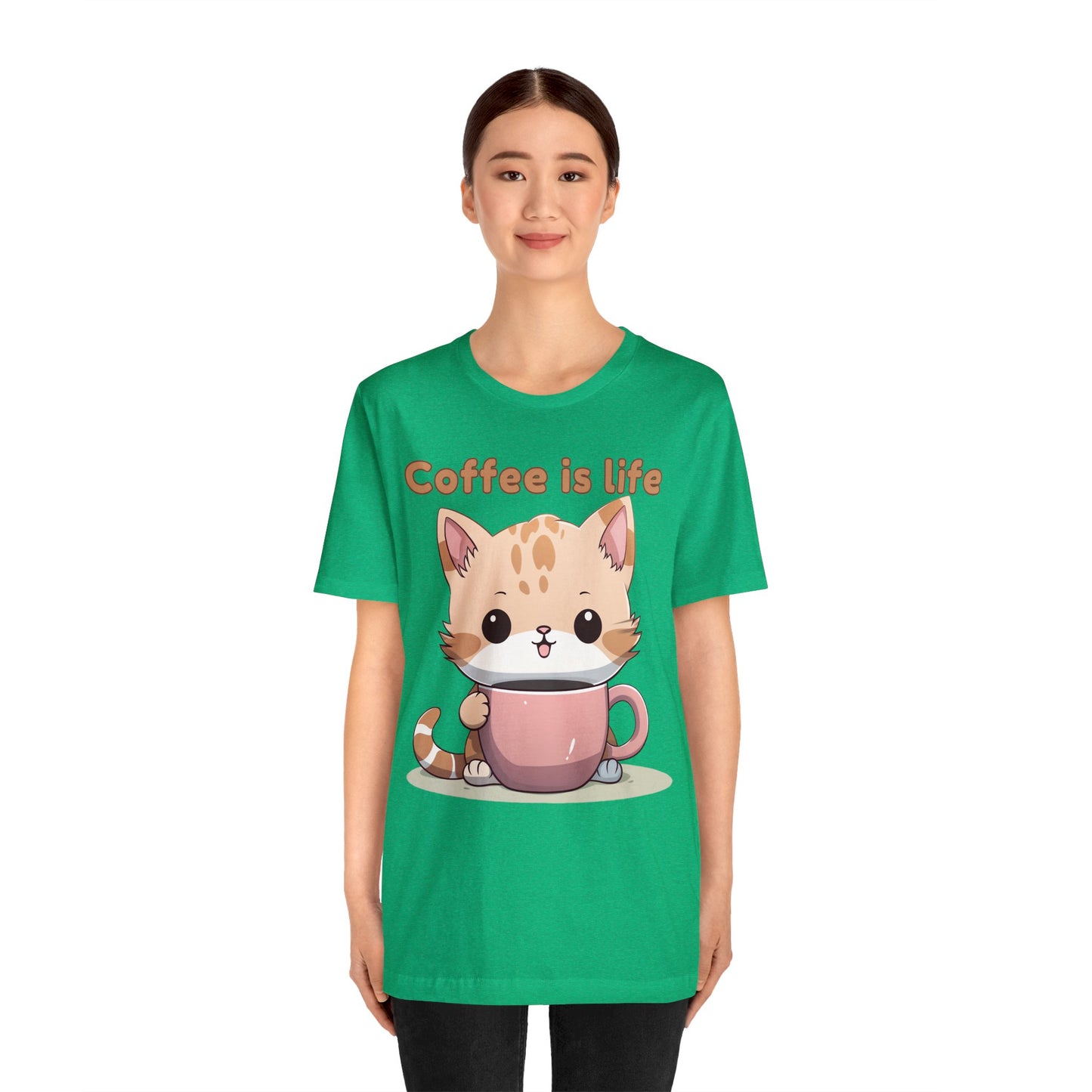 Coffee is Life (cat) - Unisex Jersey Short Sleeve Tee
