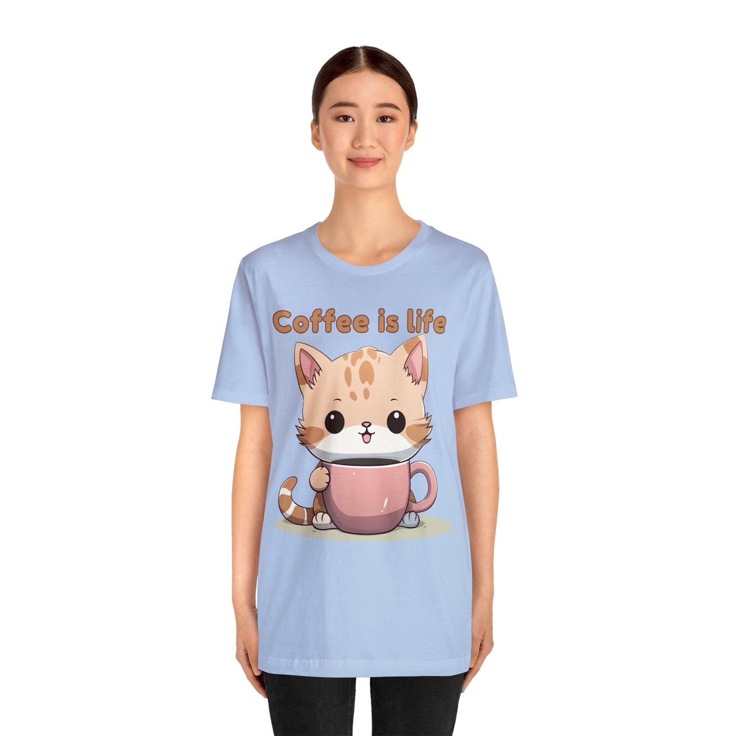 Coffee is Life (cat) - Unisex Jersey Short Sleeve Tee